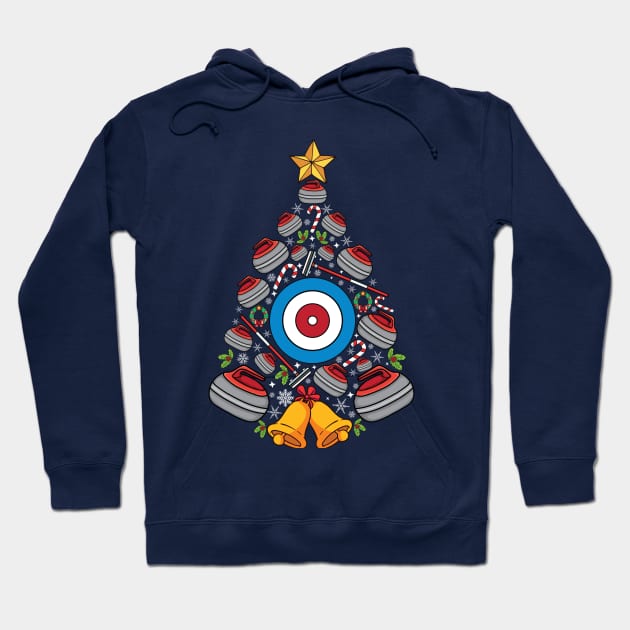 Curling Xmas tree curling players curler Christmas Curling Hoodie by UNXart